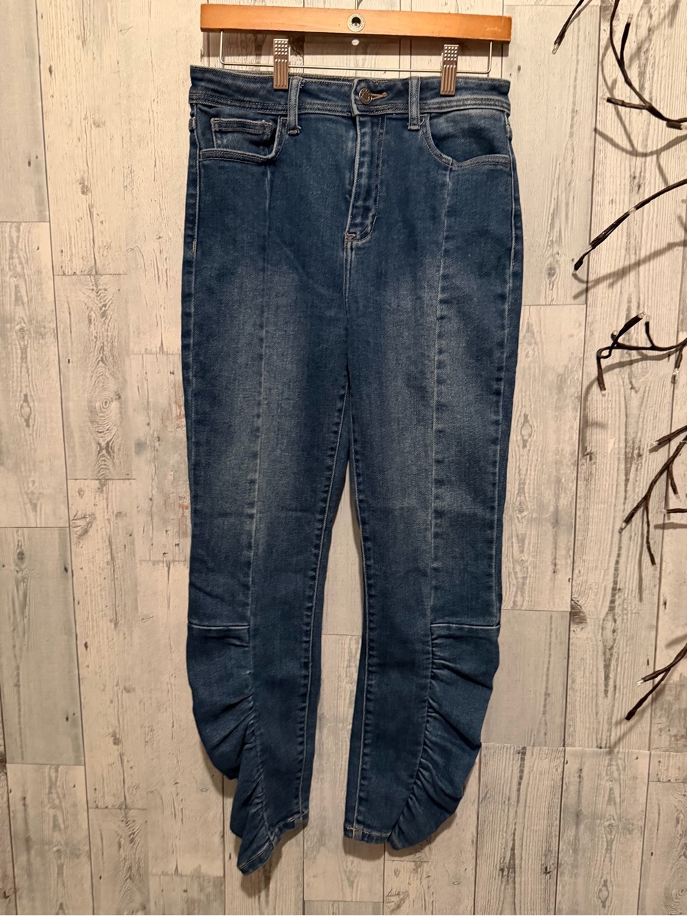 Cello Dark Blue Ruched-Hem Skinny Jeans Sz 9 28x26